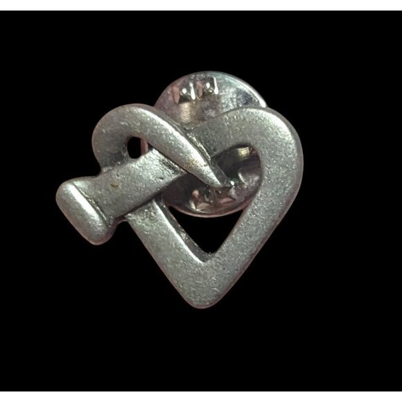 CTA Twisted Nail Heart Silver Tone Lapel Pin - Picture 3 of 8